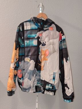 Members Only Tom & Jerry Windbreaker Mens Large Hooded Jacket‎ Spike Bulldog WB
